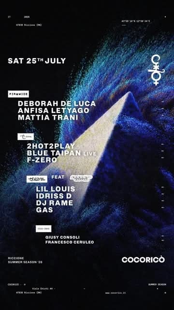 Cocoricò - Riccione - 25 Luglio 2026